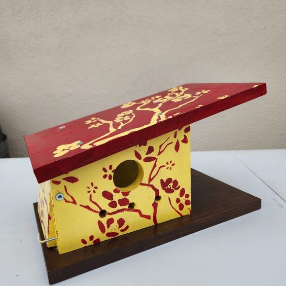 New Handmade Birdhouse Japanese Sakura Flower Design Asian Inspired Hand painted - Picture 9 of 12